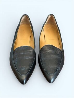 EVERLANE Modern Poont Black Leather Pointed-Toe Women's Loafers Size 8.5